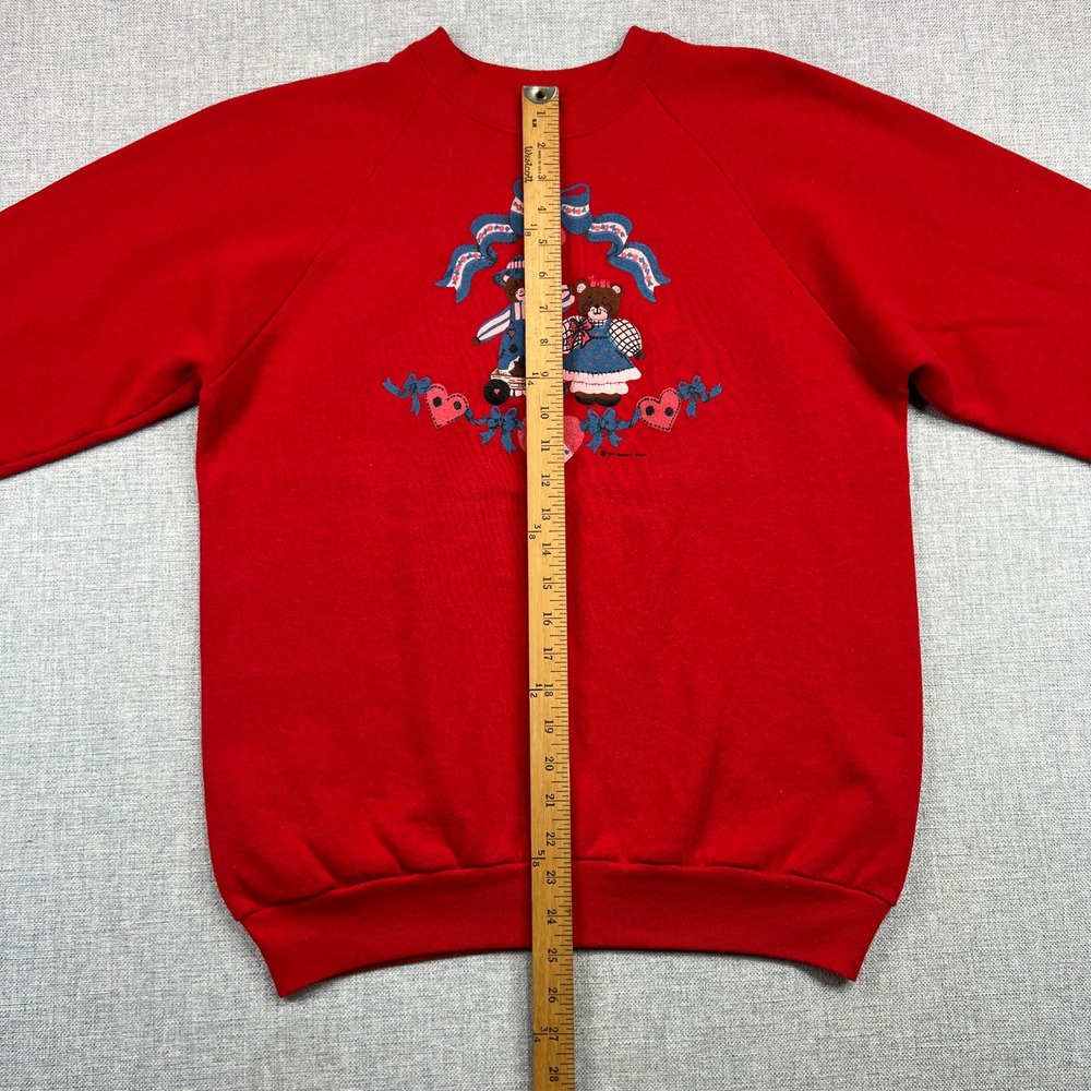 Vintage 90s Screen Stars Sweatshirt Women XL Red Country Bears Retro Grandma USA - Picture 7 of 9
